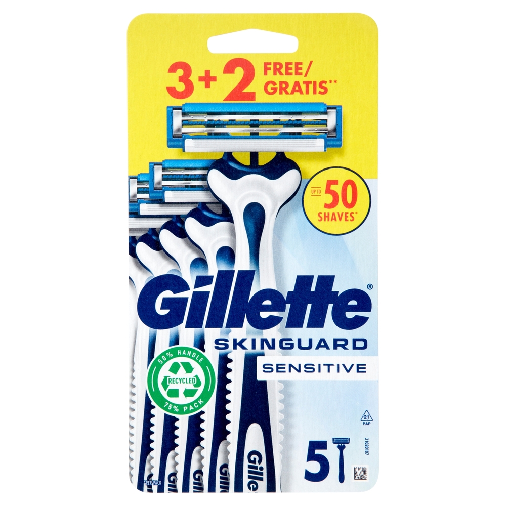 Gillette Rasoio da Uomo Usa e Getta SkinGuard Sensitive 3 rasoi + 2 Gratis = 5 Rasoi